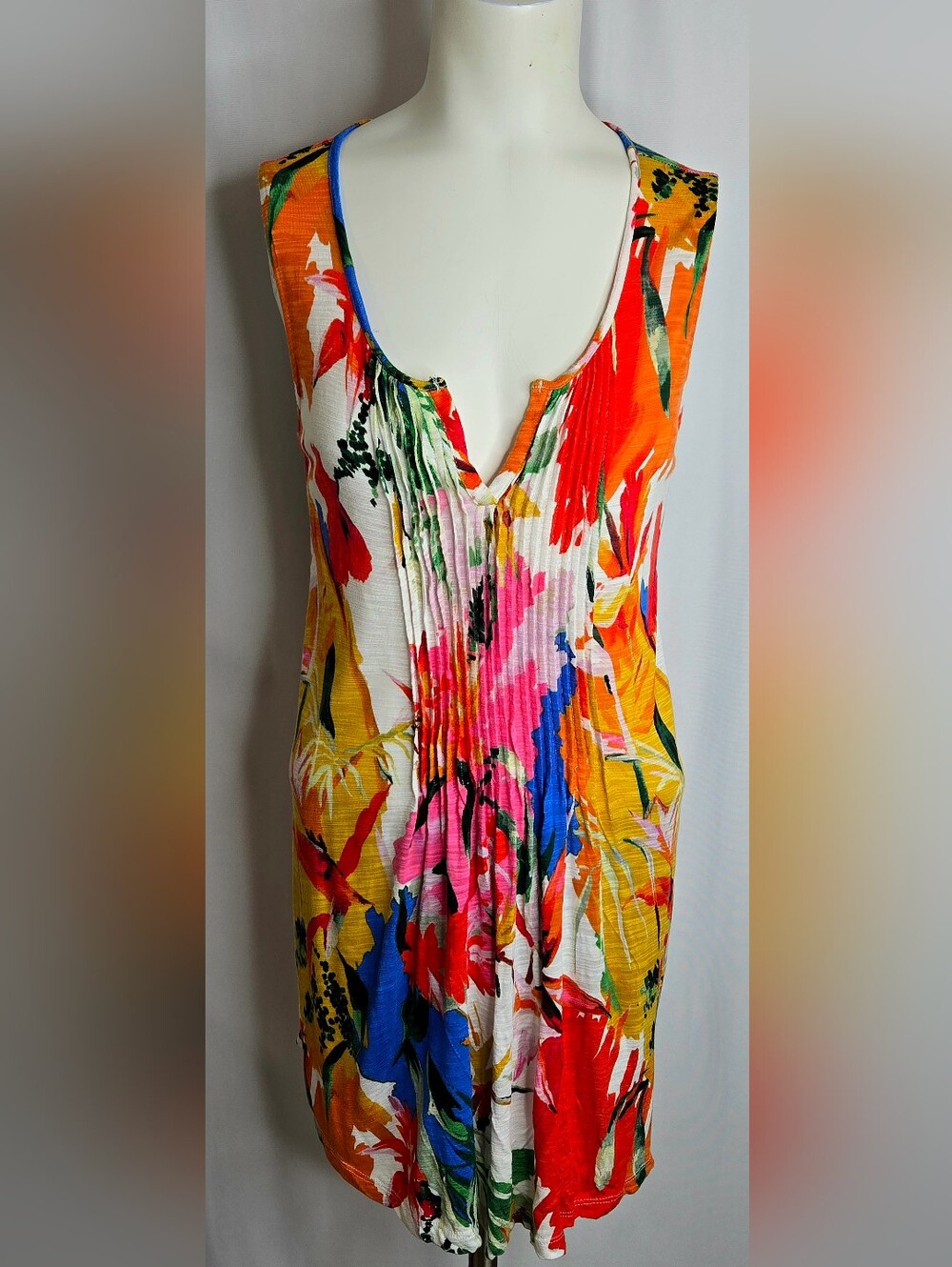 Cupio Tropical Floral Viscose Sleeveless Blouse Resort Vacation Top M NWOT